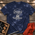 Navy T-shirt with the design “Pitmasters Anonymous: The first step is admitting you need a bigger smoker.” printed on the front.