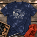 Navy T-shirt with the design “my idea of aromatherapy” printed on the front.